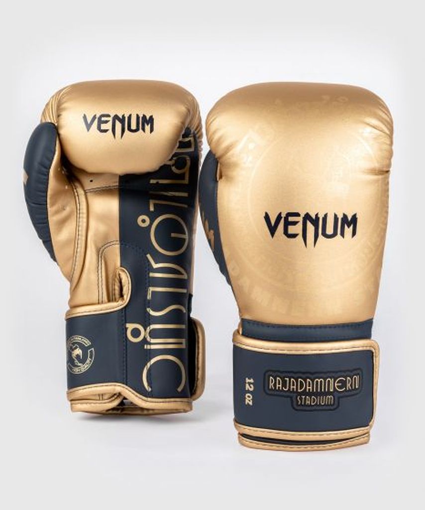 Venum Rajadamnern Boxing Gloves Gold-Navy Blue