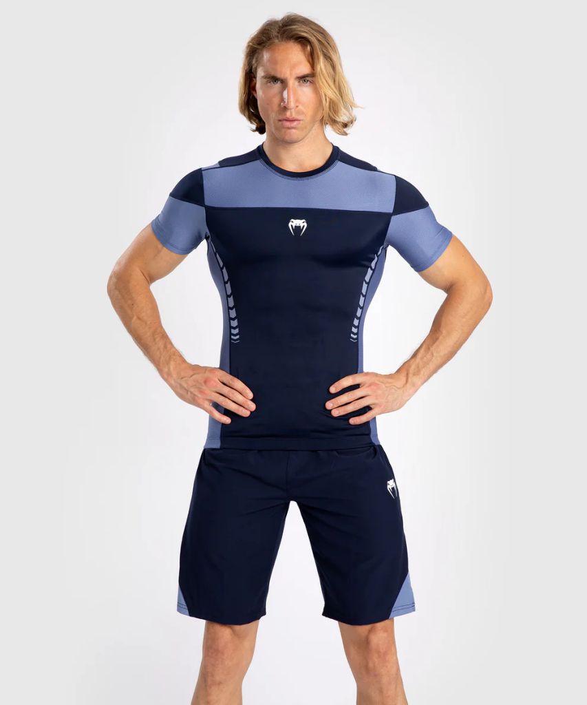 Venum Tempest SS Rashguard Navy Blue-Blue