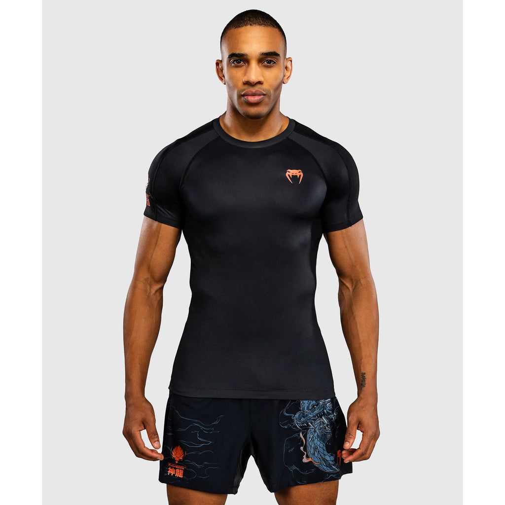 Venum Thunder Dragon SS Rashguard Black-Bronze