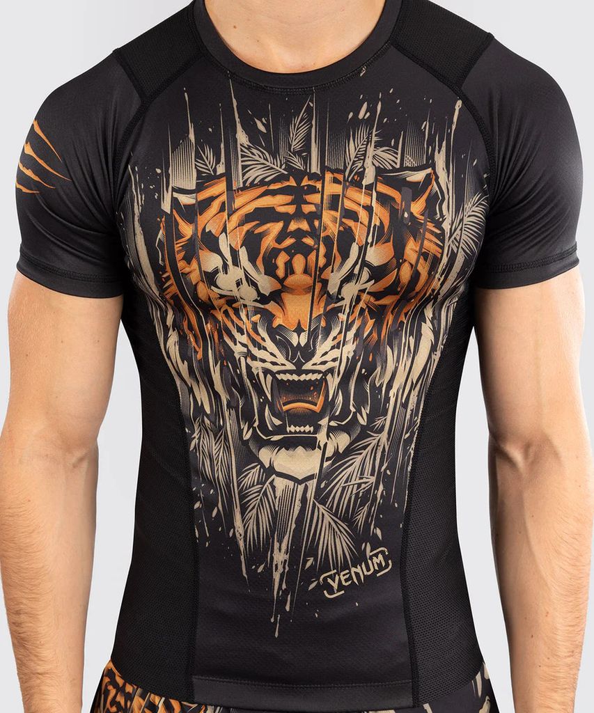 Venum Tiger Mens SS Rashguard Black