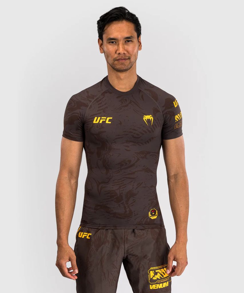 Venum UFC Fusion Fight Week Mens Performance SS Rashguard Brown