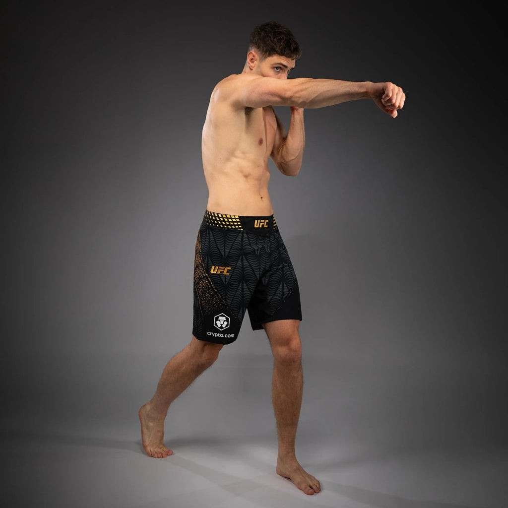 Venum UFC Zenith Authentic Fight Night Long Fit MMA Fight Shorts Black-Gold