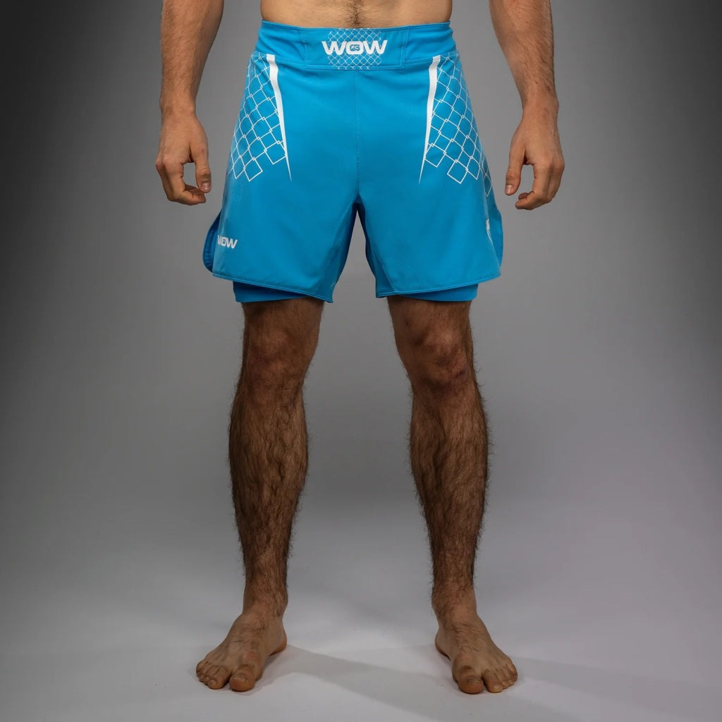 Venum X WOW FC MMA Fight Shorts Light Blue-White