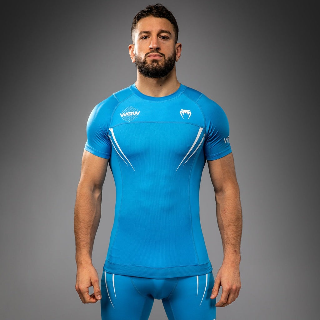 Venum X WOW FC SS Rashguard Light Blue