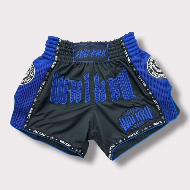 Wai Kru MT-24 Muay Thai Shorts Muay Thai Shorts Black-Blue