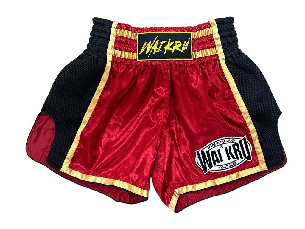 Wai Kru Retro SM-3 Muay Thai Shorts Red-Black