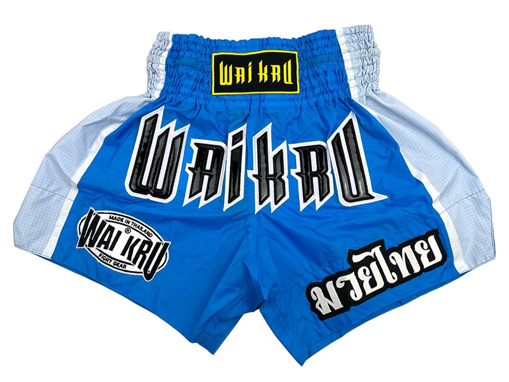 Wai Kru CH-4 Muay Thai Shorts Blue-White
