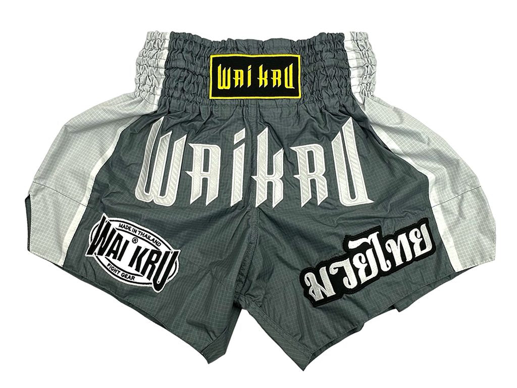 Wai Kru CH-3 Muay Thai Shorts Grey-White