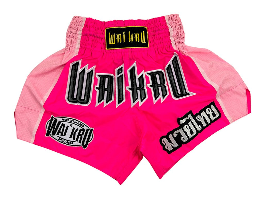 Wai Kru CH-6 Muay Thai Shorts Pink-White