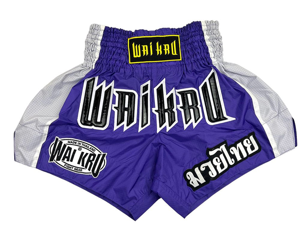 Wai Kru CH-5 Muay Thai Shorts Purple-White