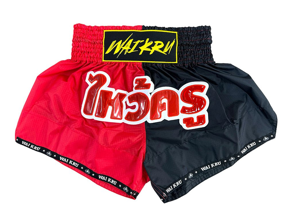 Wai Kru HB-25 Muay Thai Shorts Red-Black