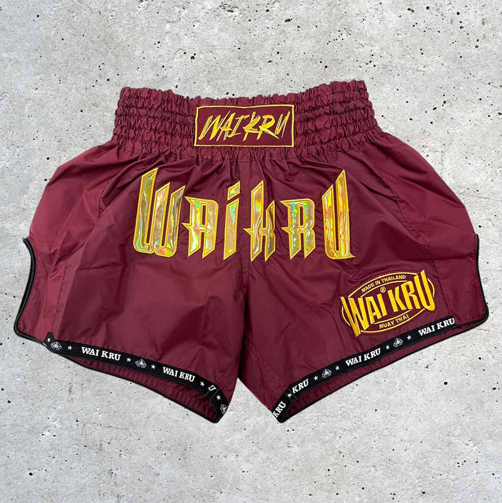 Wai Kru MT-1 Muay Thai Shorts Red-Yellow