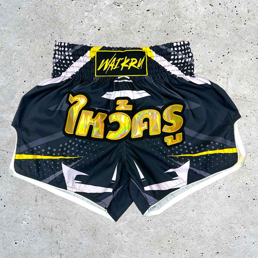 Wai Kru SUB-3 Muay Thai Shorts Black-Yellow