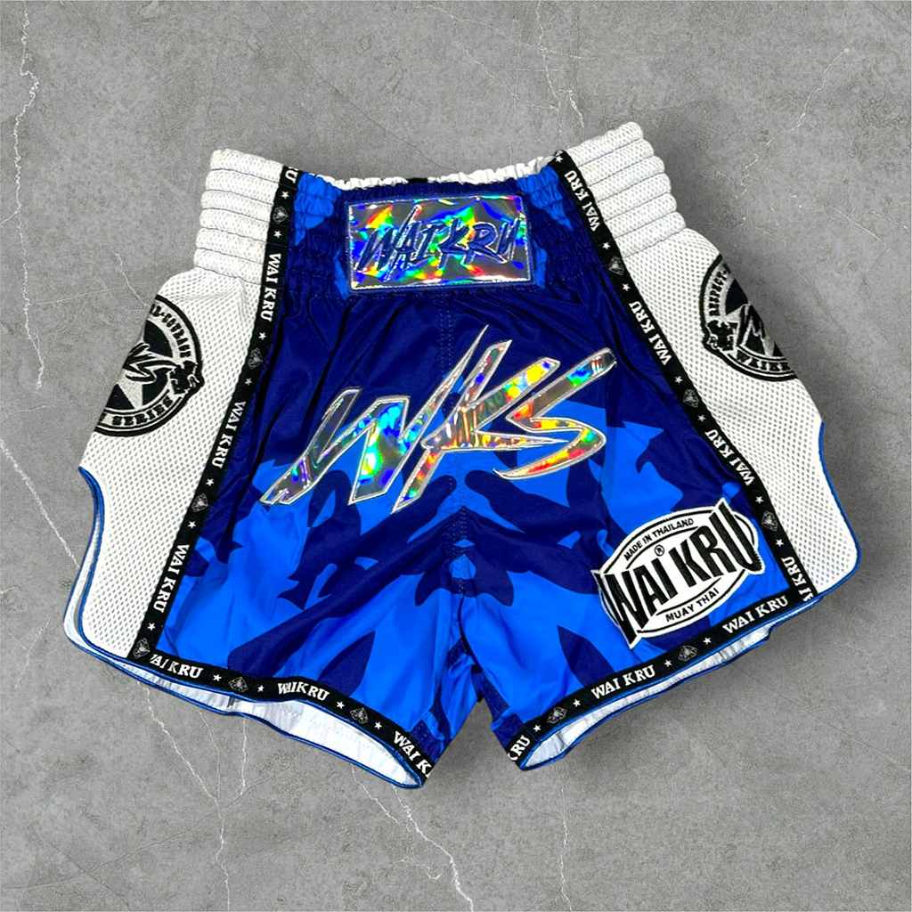 Wai Kru SUB-12 Muay Thai Shorts Blue-White