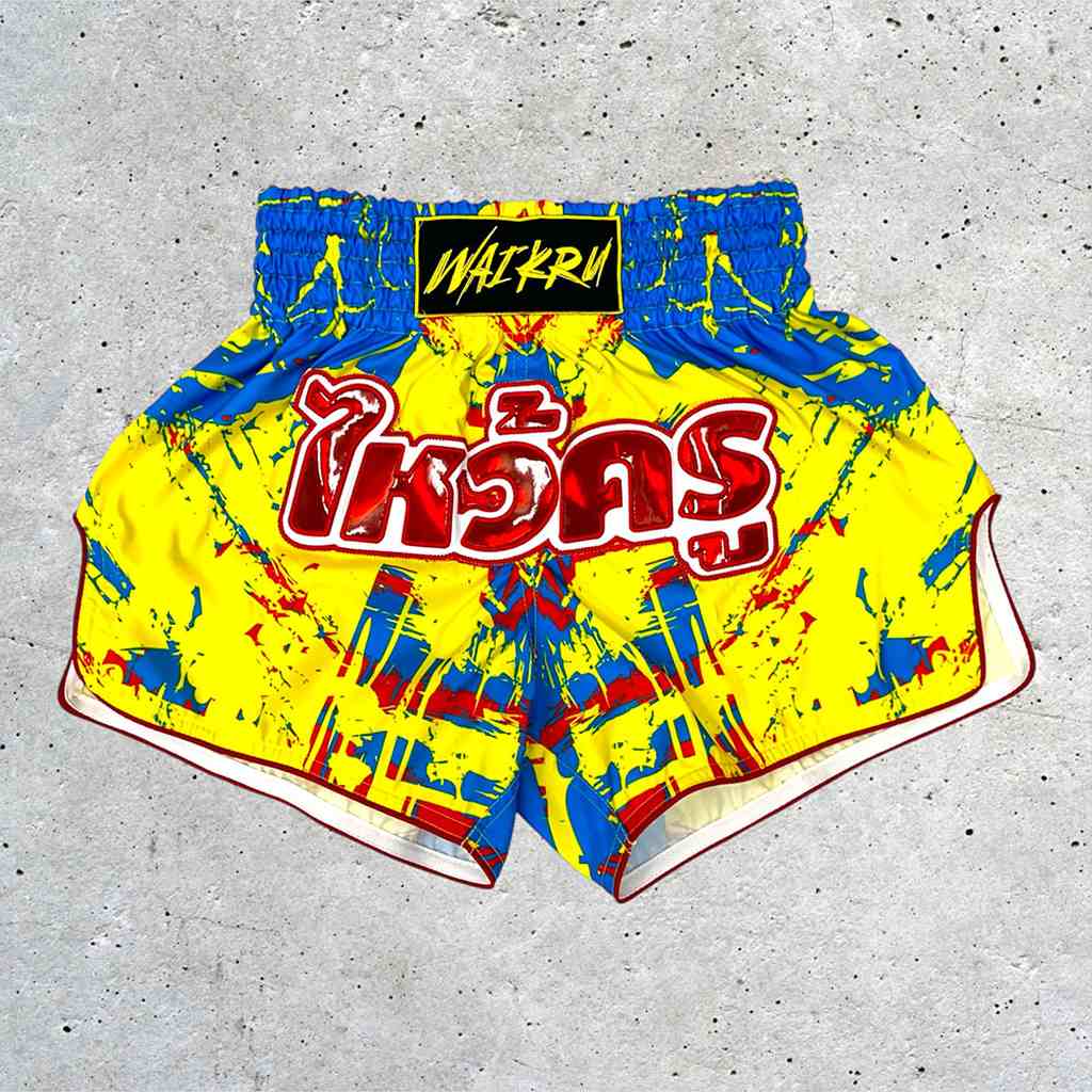 Wai Kru SUB-4 Muay Thai Shorts Yellow-Blue