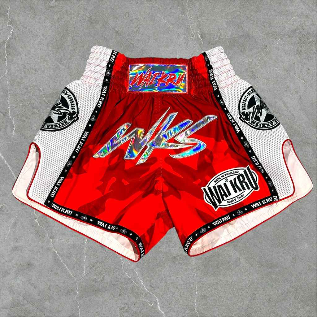Wai Kru SUB-11 Muay Thai Shorts Red-White