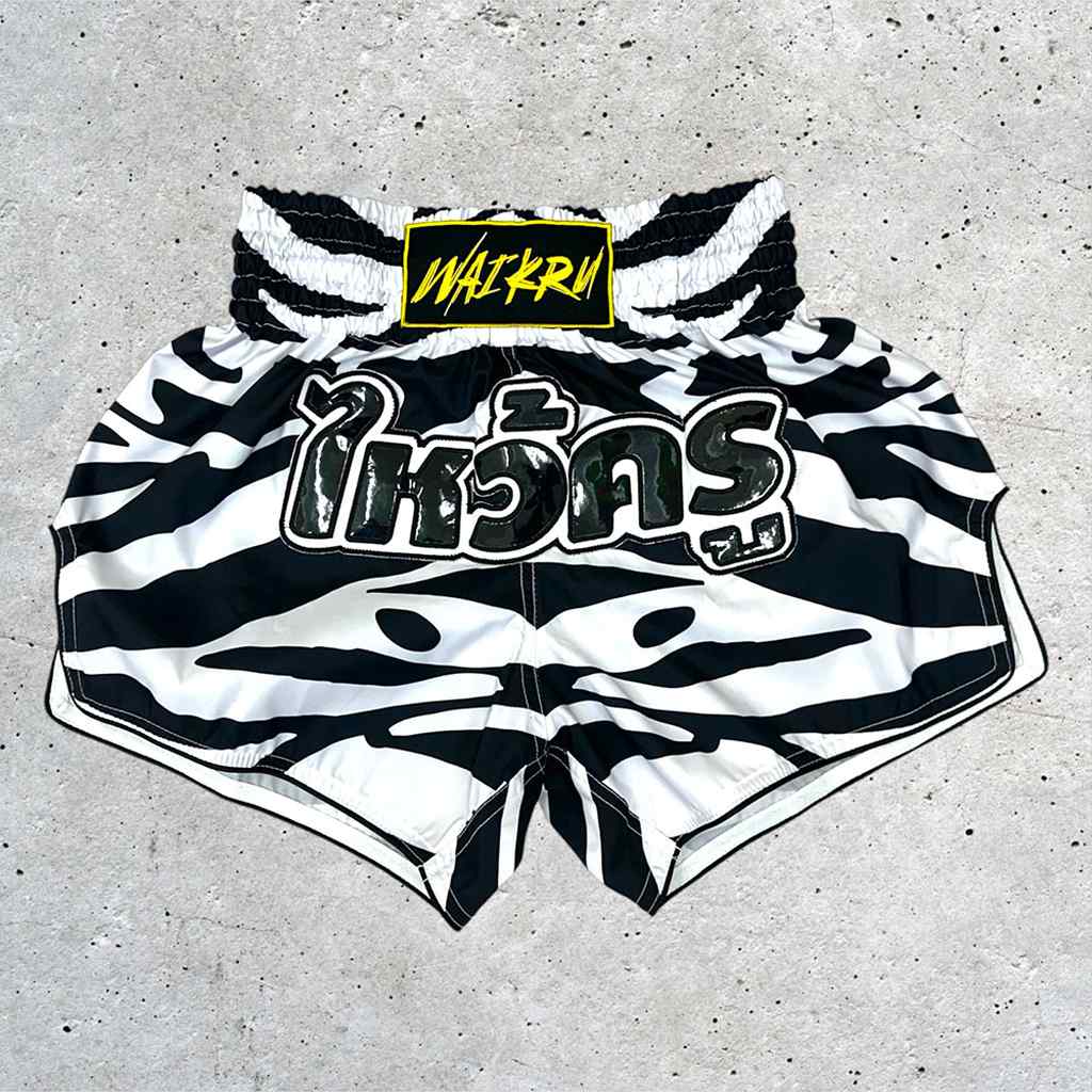 Wai Kru SUB-6 Muay Thai Shorts White-Black