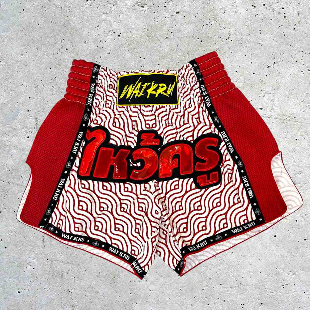 Wai Kru SUB-10 Muay Thai Shorts White-Red