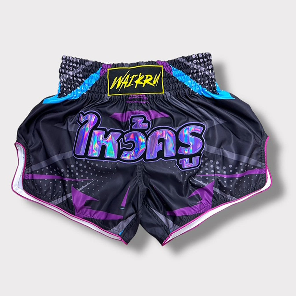 Wai Kru SUB-16 Muay Thai Shorts Purple-Light Blue