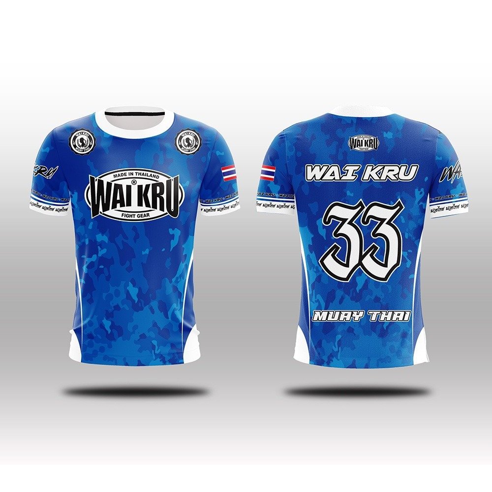 Wai Kru Muay Thai T-Shirt THS-11 Blue-White