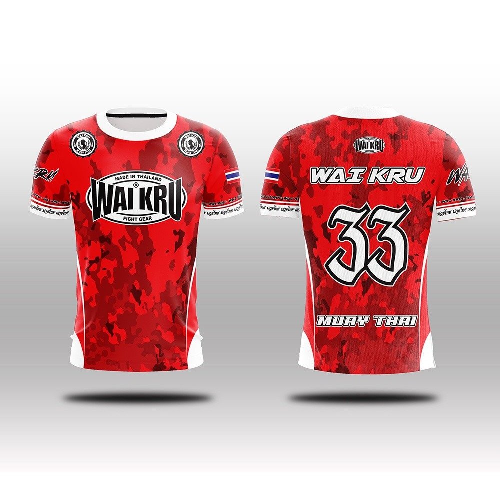 Wai Kru Muay Thai T-Shirt THS-12 Red-White