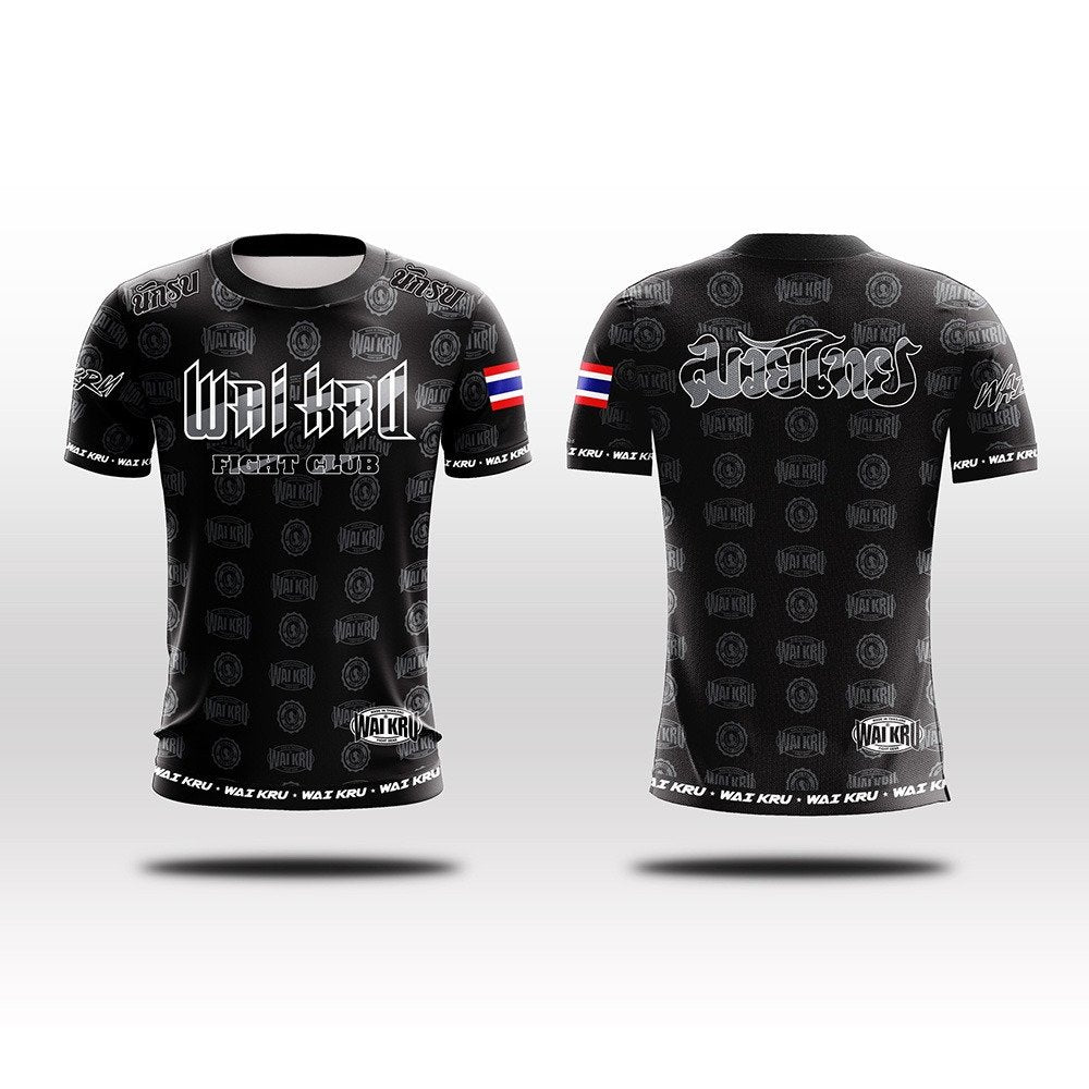 Wai Kru Muay Thai T-Shirt THS-14 Black-White