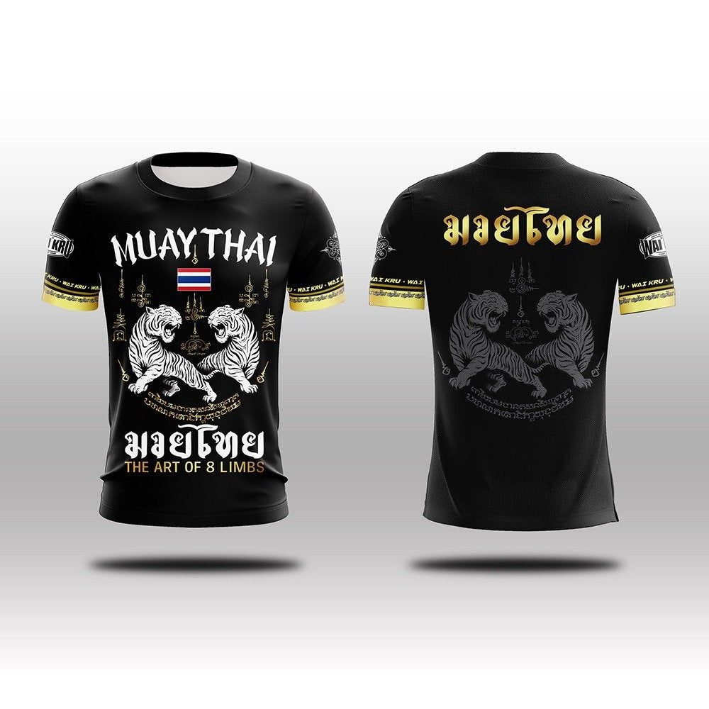 Wai Kru Muay Thai T-shirts THS-10 Black-White